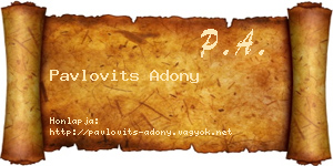 Pavlovits Adony névjegykártya